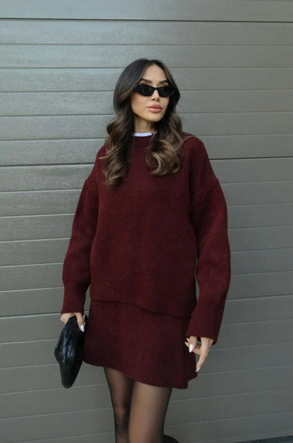 Cozy Knit Skirt Suit