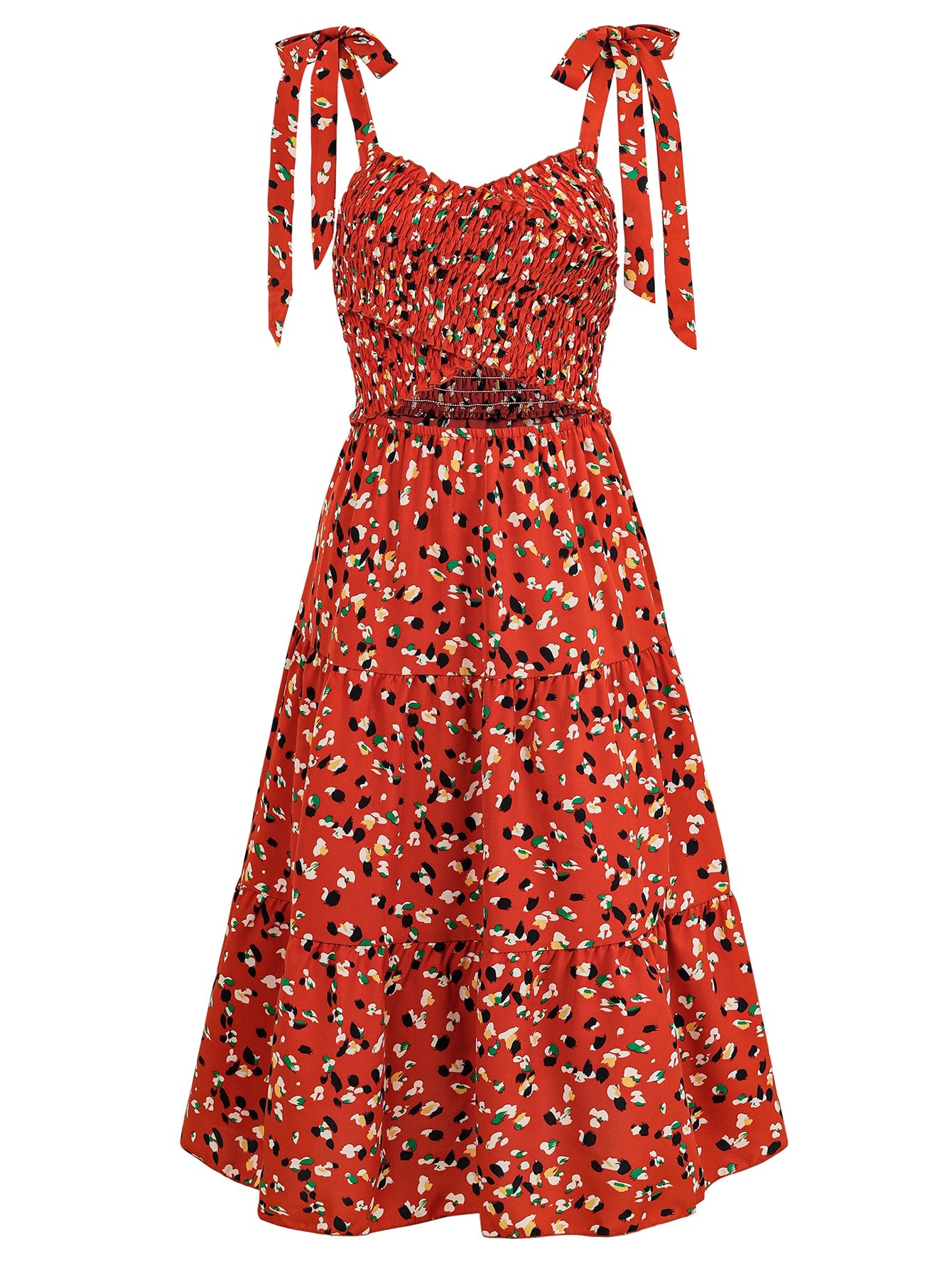 Timeless Beauty Cutout Midi Dress - Brick