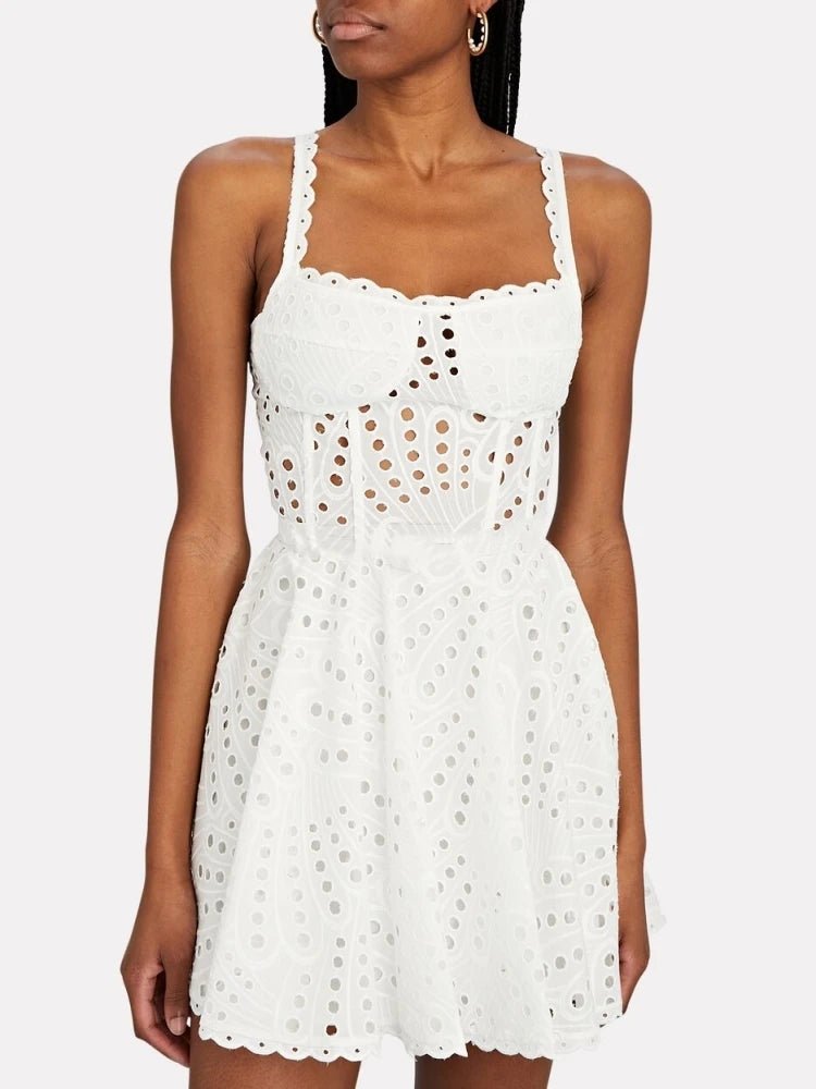Broderie Anglaise Lace Mini Dress