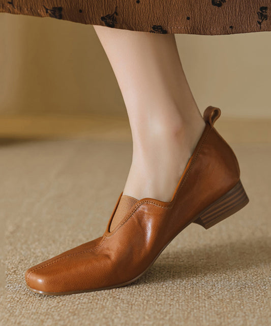 Comfy Caramel Sheepskin Splicing Flat Feet Shoes