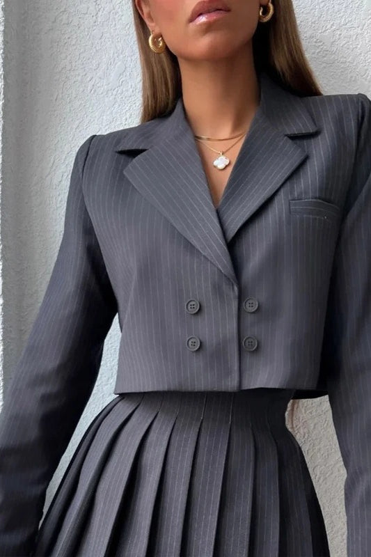 Preppy Blazer Mini Skirt Two Piece Set