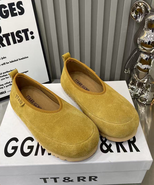 Comfortable Splicing Flat Shoes for Yellow Suede