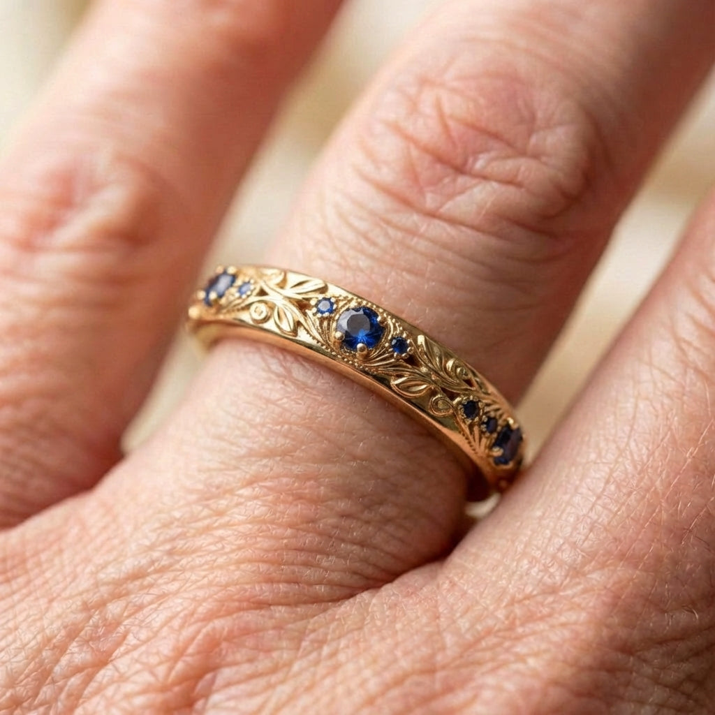A Vintage Style Gold Engraved Ring