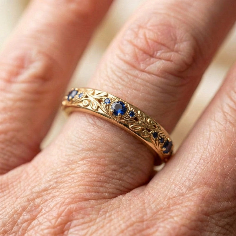 A Vintage Style Gold Engraved Ring