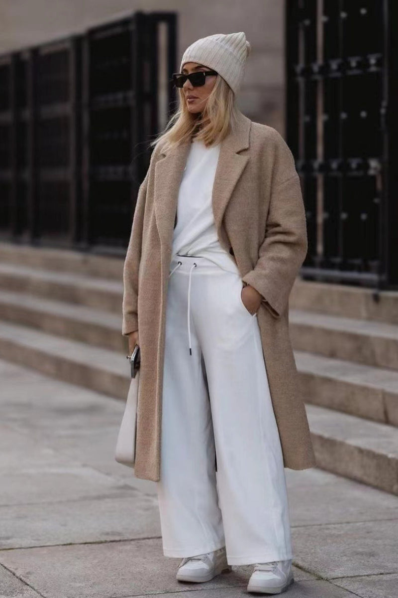 Fleece Lapel Long Sleeve Cozy Overcoat