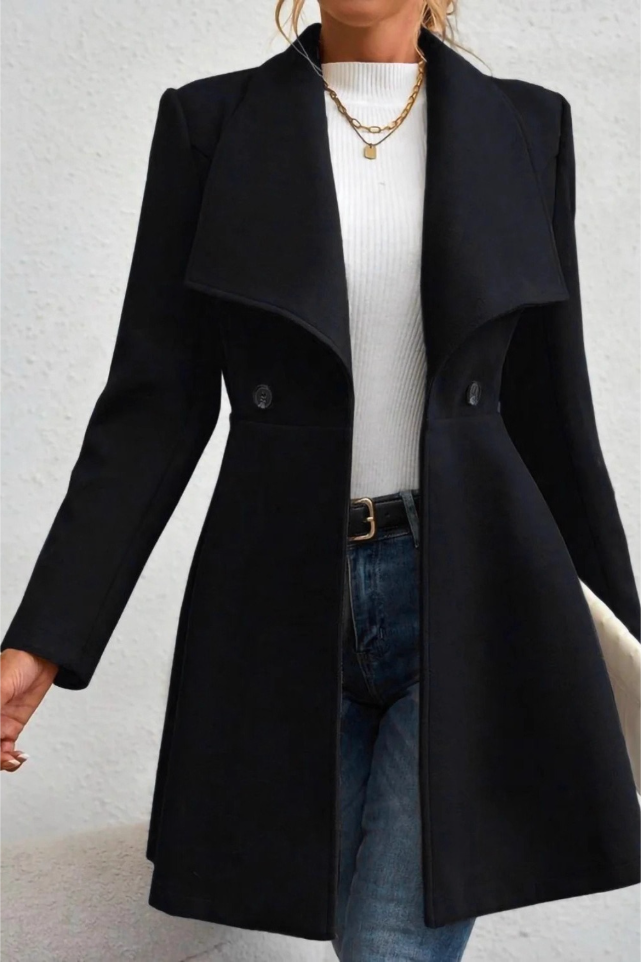 Lapel Double-breasted Thickened Wool Blend Overcoat
