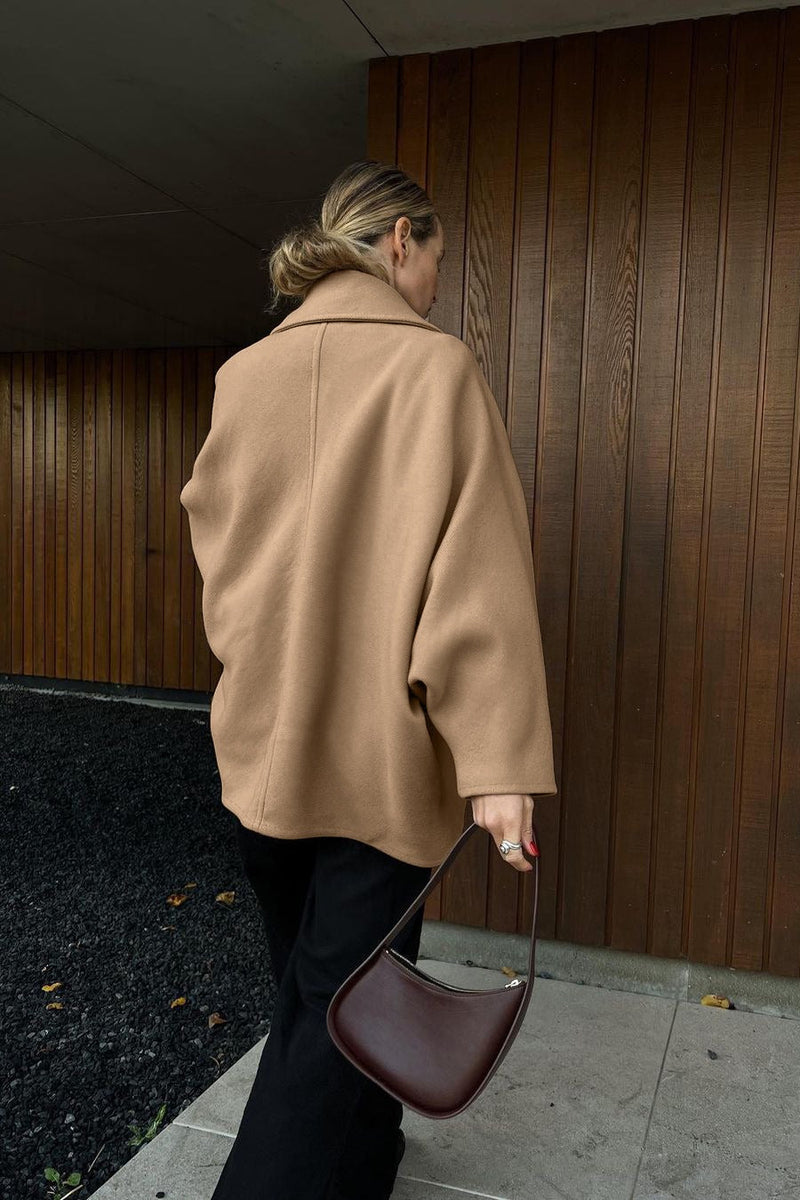 Wool Notch Collar Bell Sleeve Coat