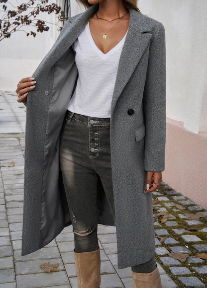 Everyday Double-breasted Woolen Coat