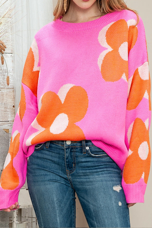 Pink & Orange Cable Knitted Sweater