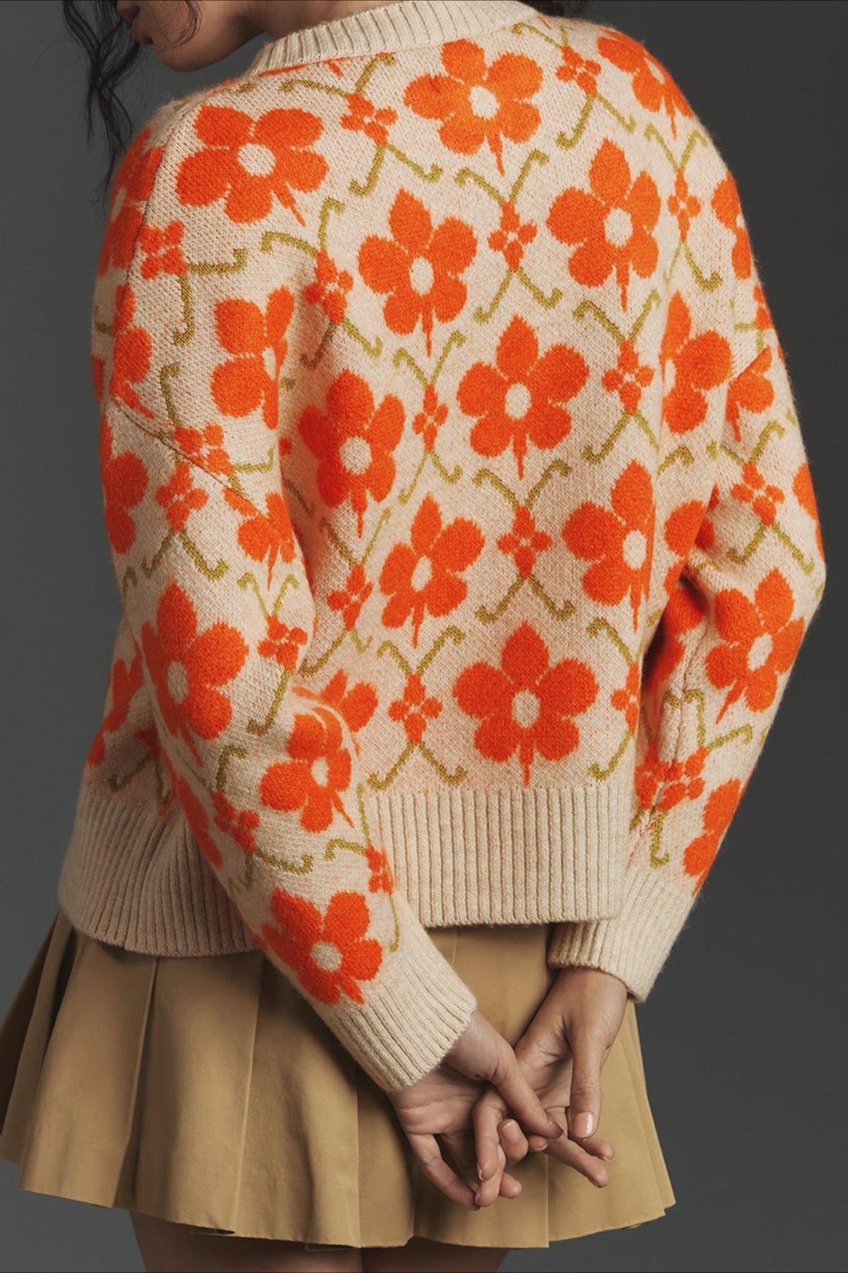 Jacquard Button Long Sleeve Knit Cardigan