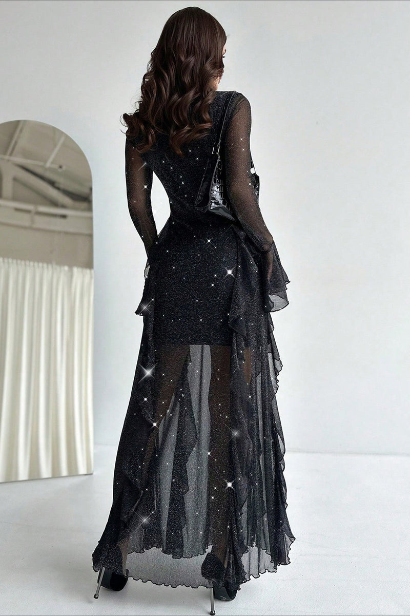 Ruffled Mermaid Maxi Dress