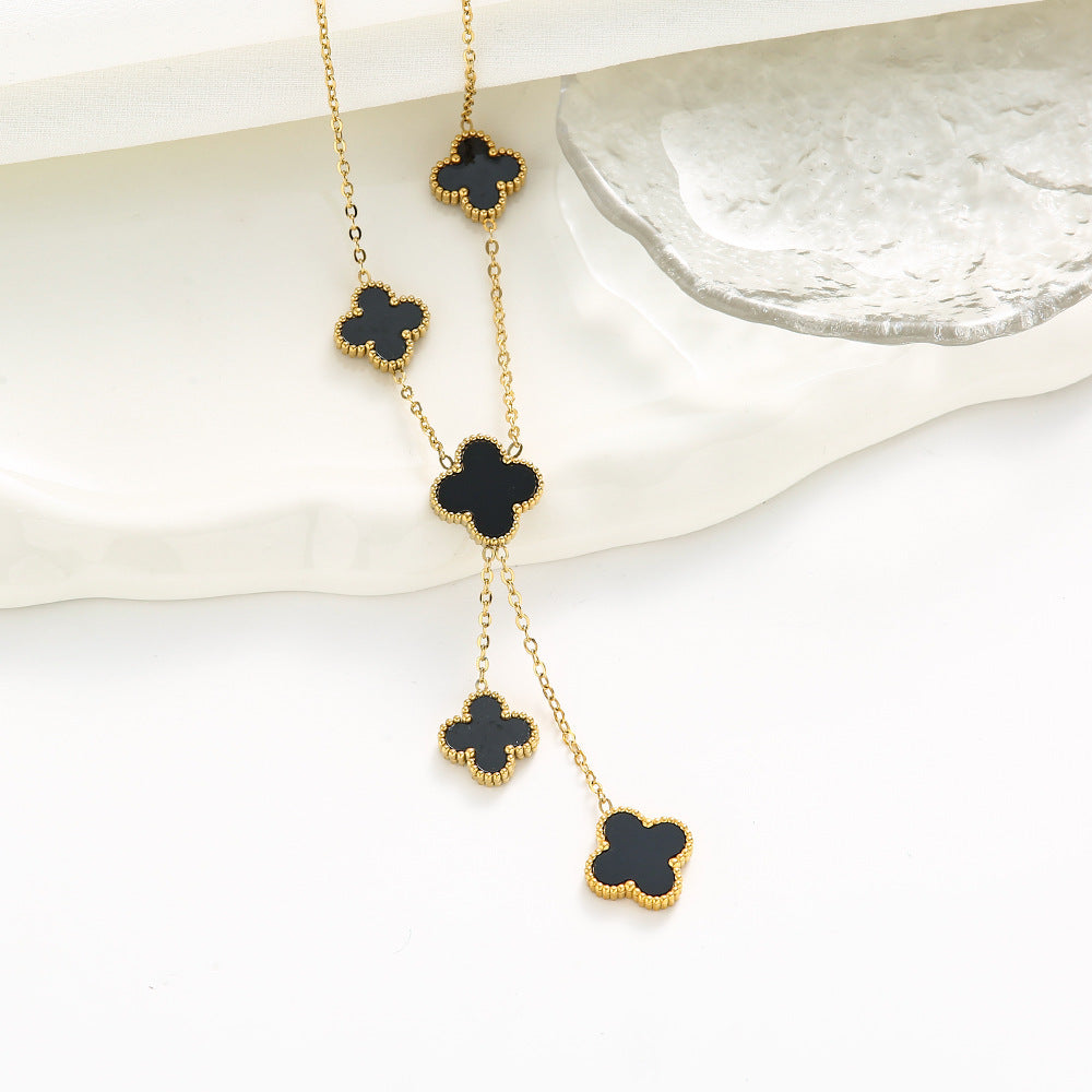 Elegant Black Clover Necklace