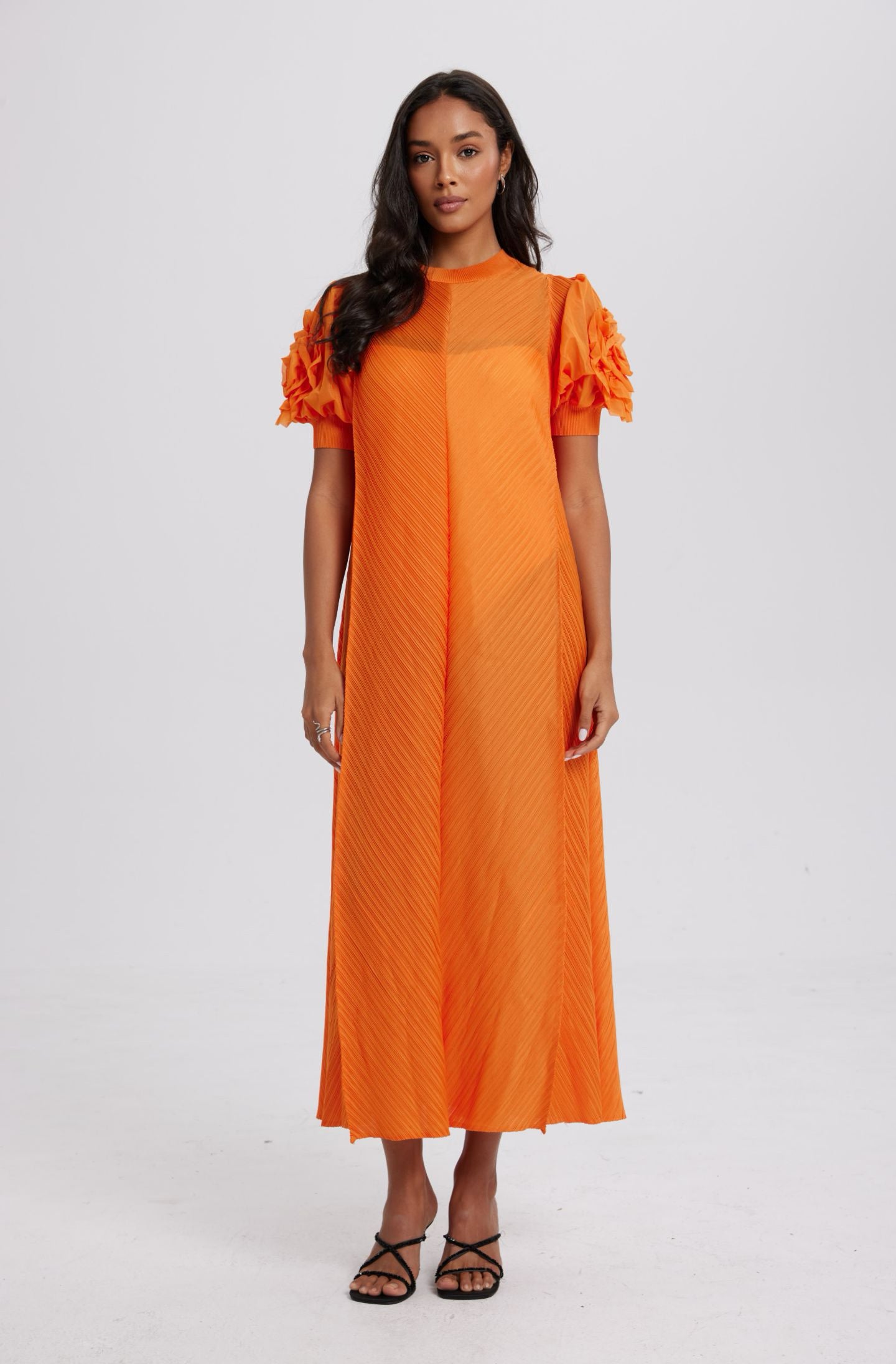 Jessica Applique Textured Midi Dress