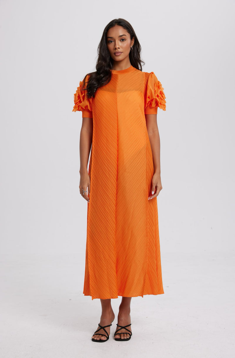 Jessica Applique Textured Midi Dress