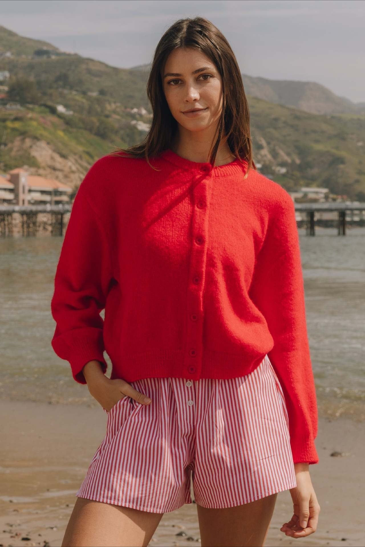 Buttoned Long Sleeve Knit Cardigan