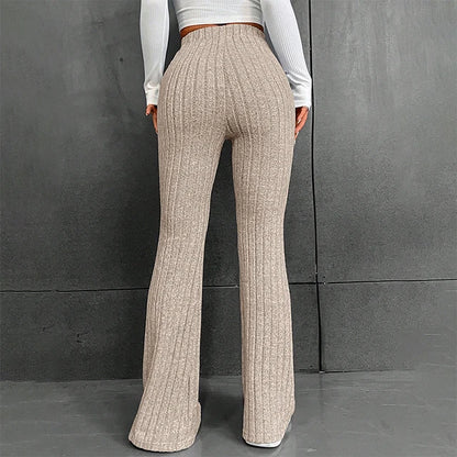 Fall New Wide Pit Stripe Knitted Wide-legged Pants for Keep Warm in Autumn and Winter Streetwea