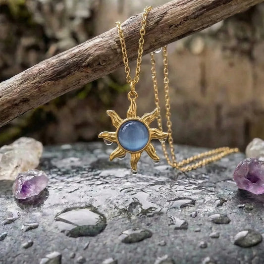 Vintage Sun Opal Pendant Necklace