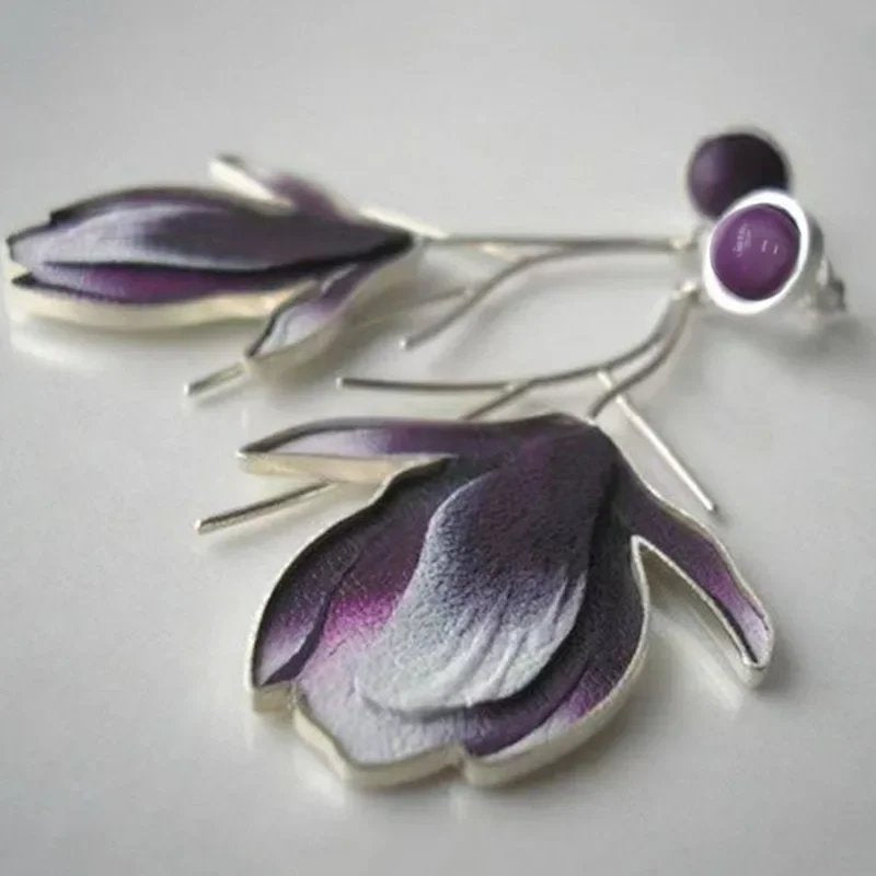 Elegant Purple Flower Earrings
