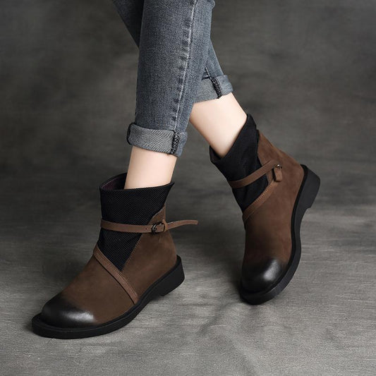 Cozy Leather Paneled Flats Martin Boots