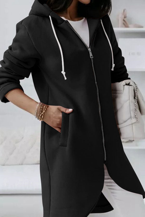 Juliana Color Zip Up Hooded Coat