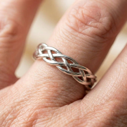 Twisted Silver Woven Band Ring