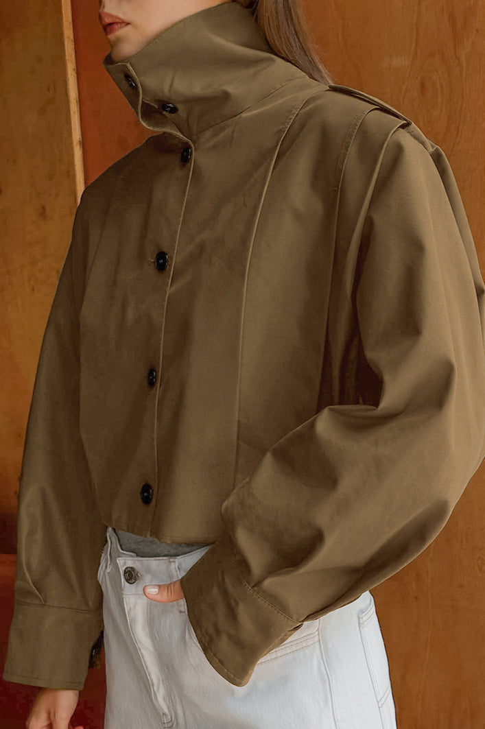 Pleated Detail Short Coat