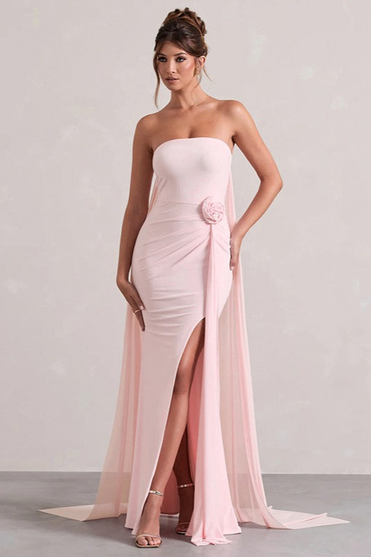 Strapless Tie Maxi Dress