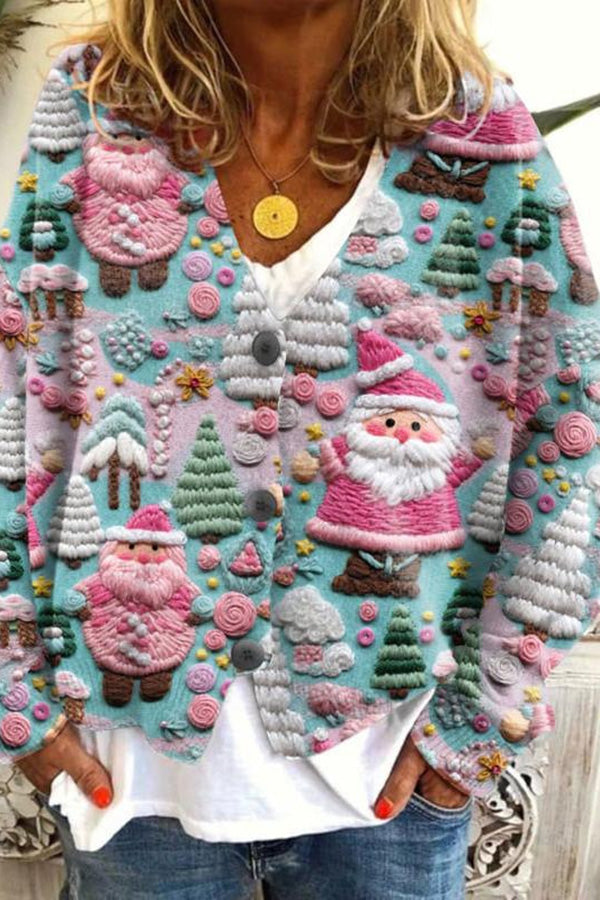 Knitted Long Sleeved Cardigan With Fun Printed Buttons