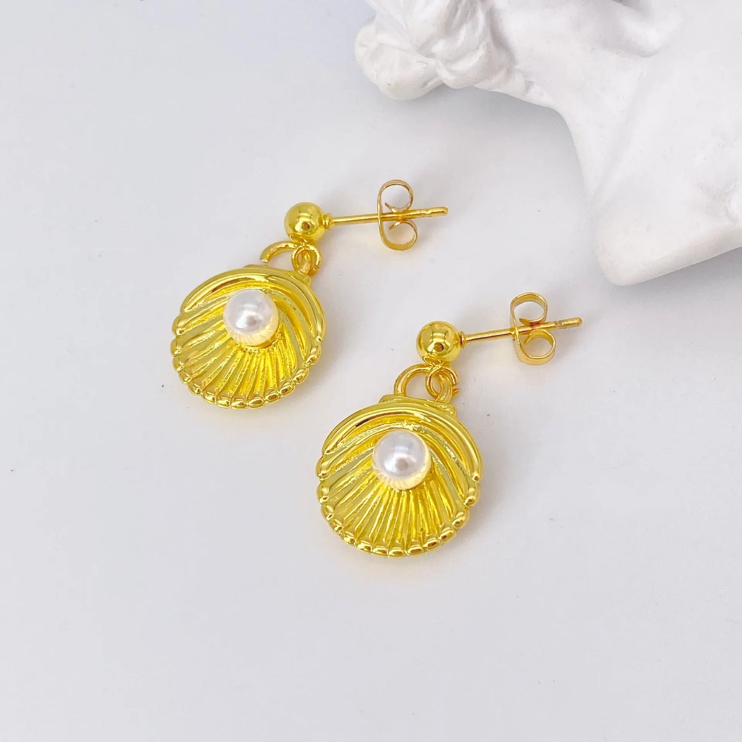 Gold Pearl Shell Earrings