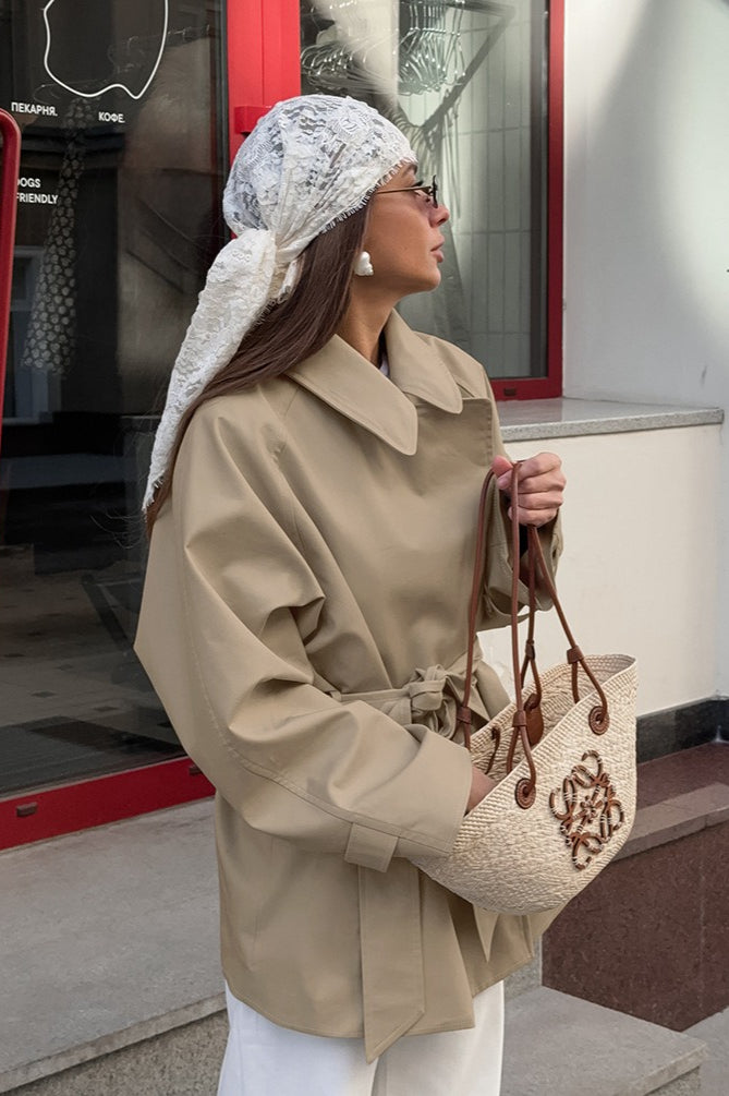Khaki Belted Trench Midi Coat