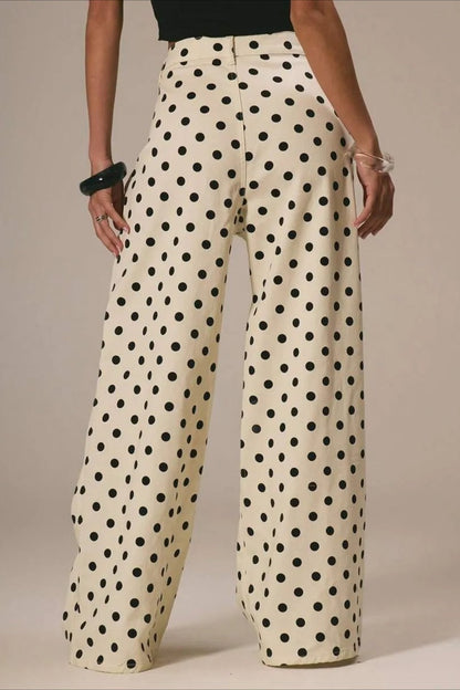 Polka Dot Mid Waist Wide Pants