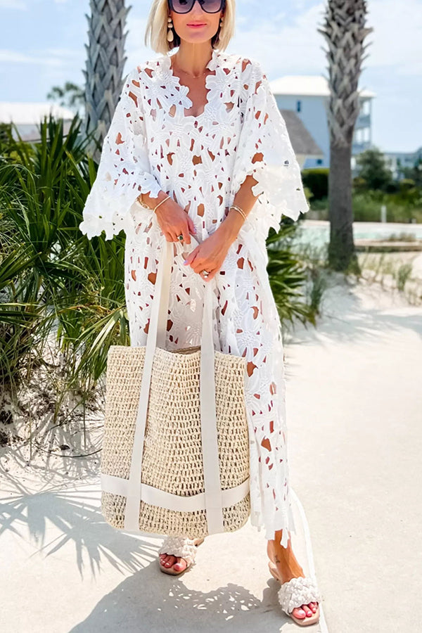I Belong Here Eyelet Lace Cover Up Beach Midi Dress