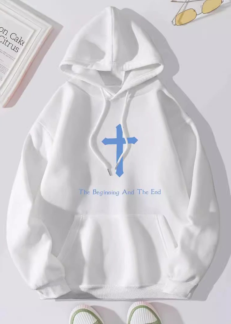 Faith-inspired Hooded Sweatshirt - "the Beginning and the End"