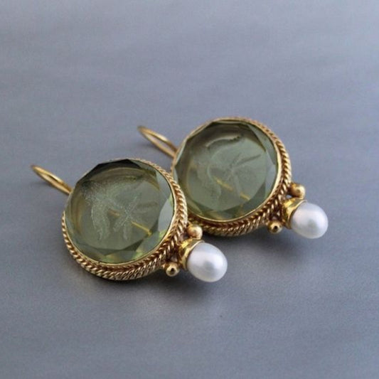 Vintage Rounded Green Stone Pearl
