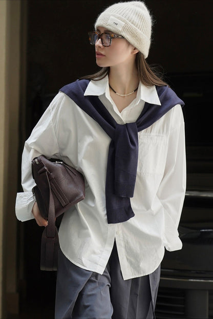 Knit Shawl Two-piece Shirt Blouse
