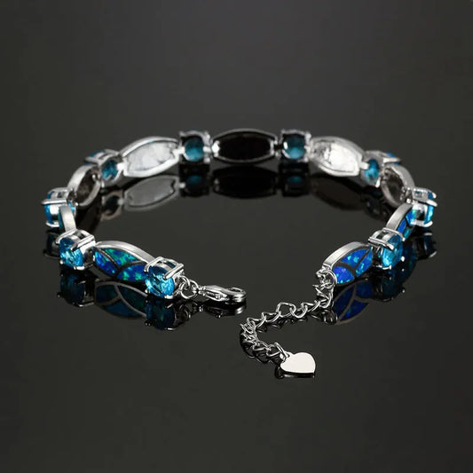 Blue Opal Silver Bracelet