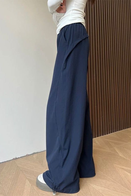 Elastic Wide-leg Sporty Pants