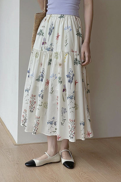 Pleated a - Line Midi Skirt