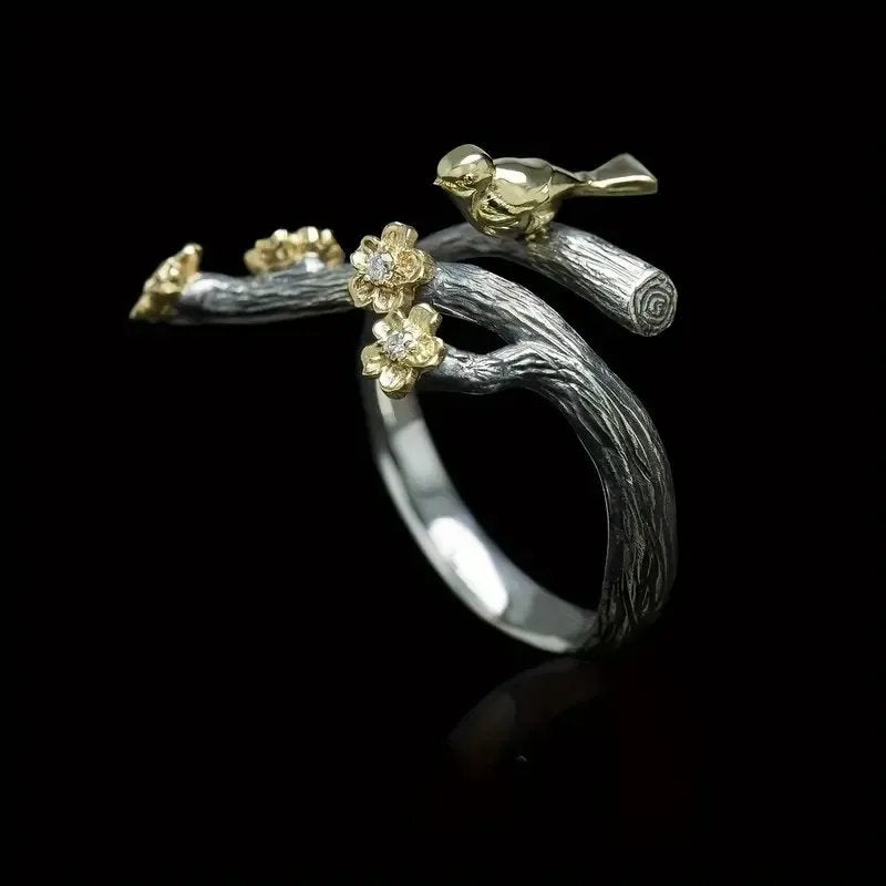 Bohemian Bird Branch Ring