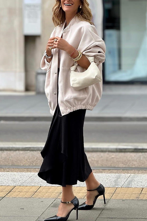 Color Coat With Stand Collar and Large Pockets