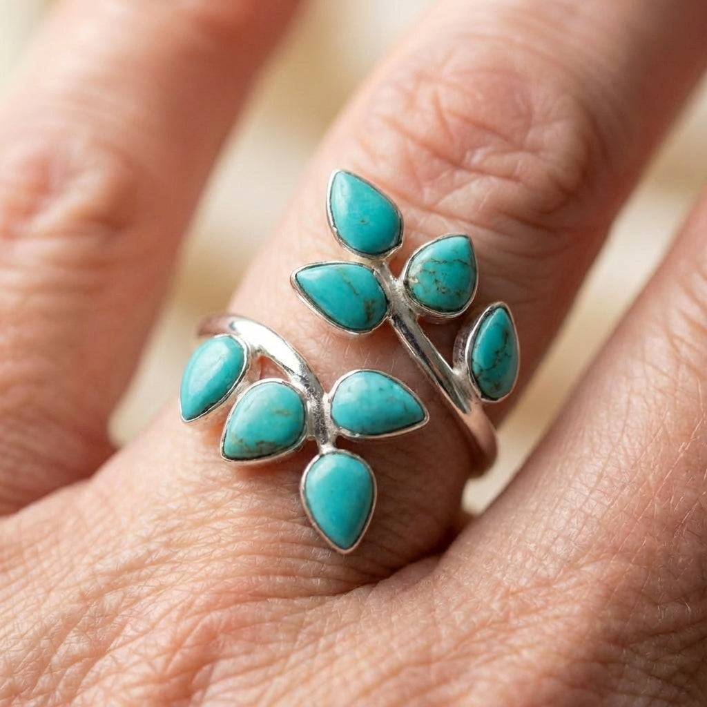 Vintage Turquoise Leaf Ring