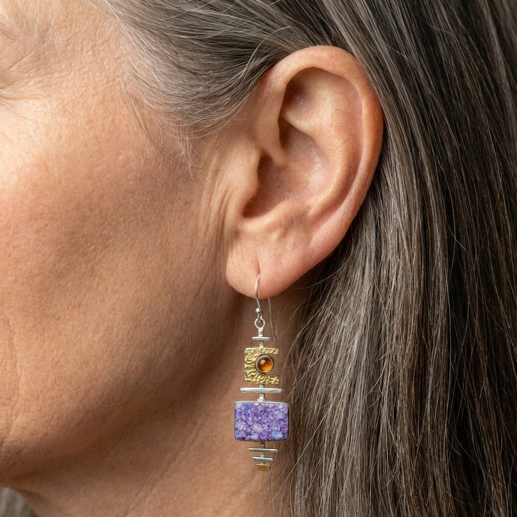 Vintage Lila Stein Old Earrings