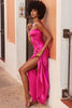 Fuchsia Lace Up Maxi Dress
