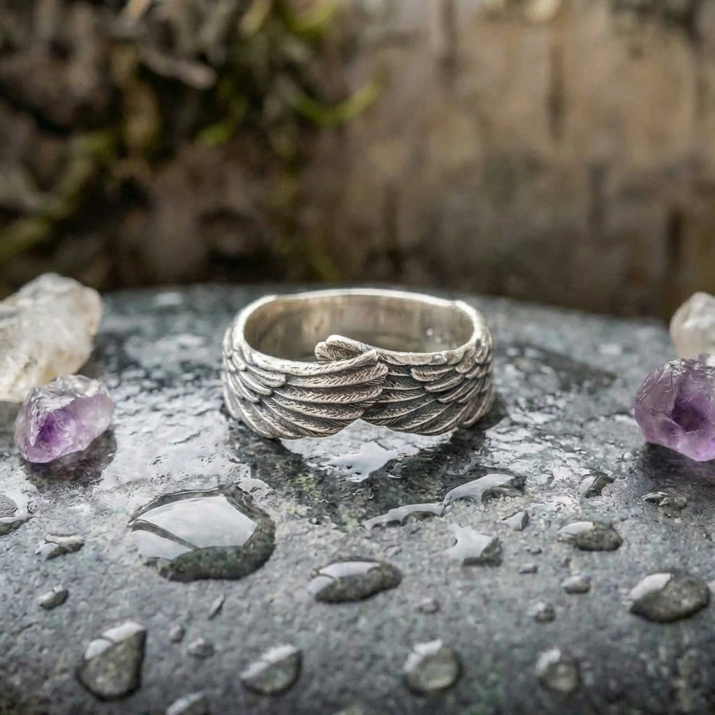 Winged Faith Silver Adjustable Ring