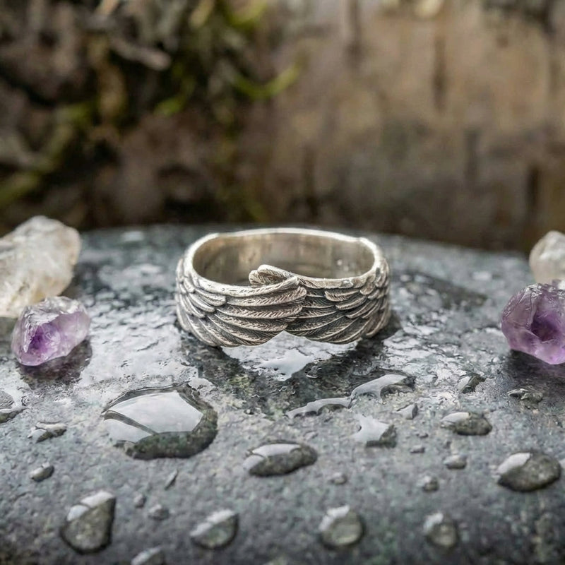 Winged Faith Silver Adjustable Ring