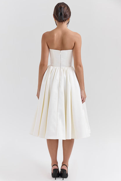 Ivory Satin Midi Dress