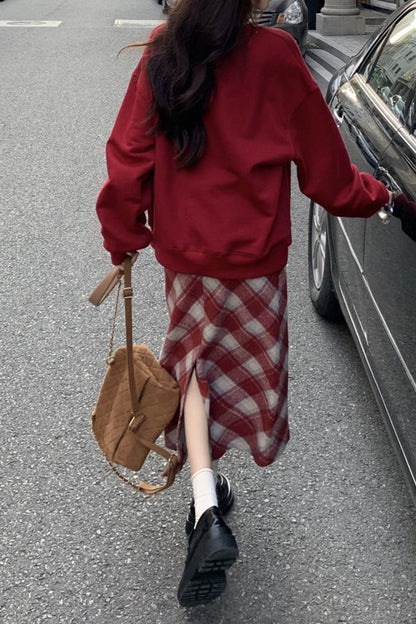 High Waist A-line Slit Skirt