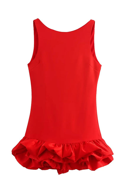 Born to Party Satin Patchwork Cloud Shape Wide Neck Mini Dress