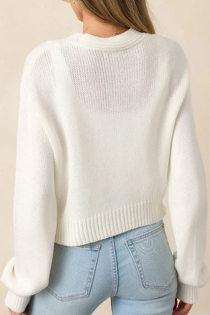 3d Flower Buttoned Knit Cardigan