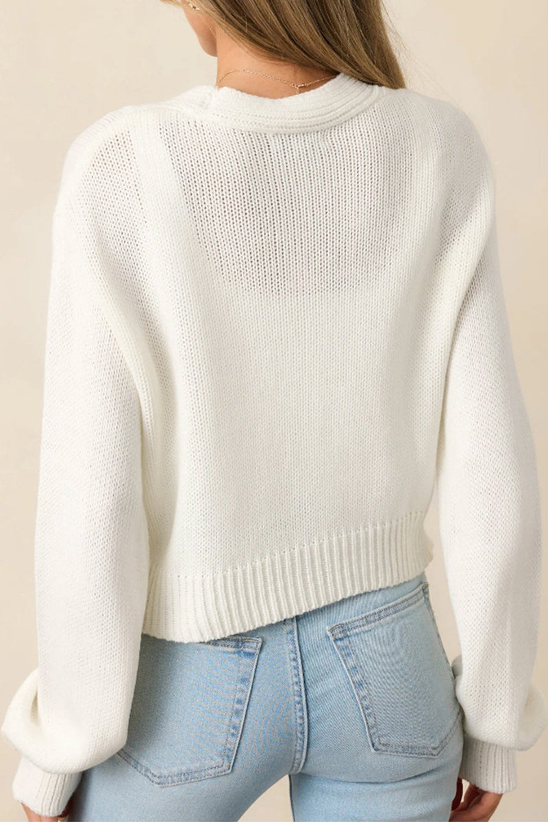 3d Flower Buttoned Knit Cardigan